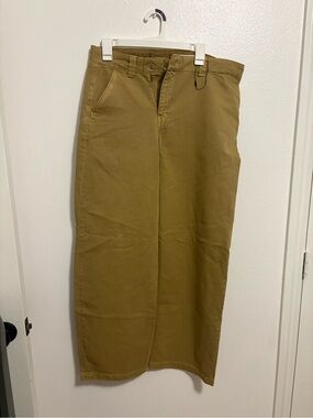 Zara Khaki-Tan Offset High-Waist Wide Leg pants